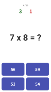 Multiplication Games Math quiz 3