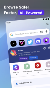 Opera browser with AI & VPN 1